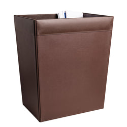 Chocolate Brown Leather Square Waste Basket, 32 Qt