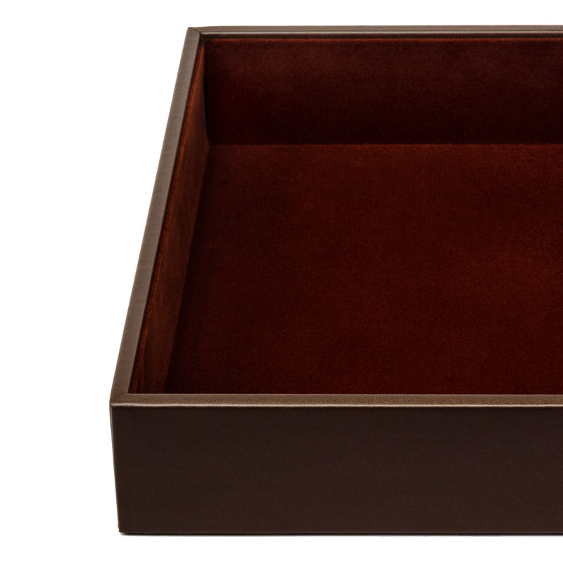 Chocolate Brown Leather Conference Room Organizer Tray