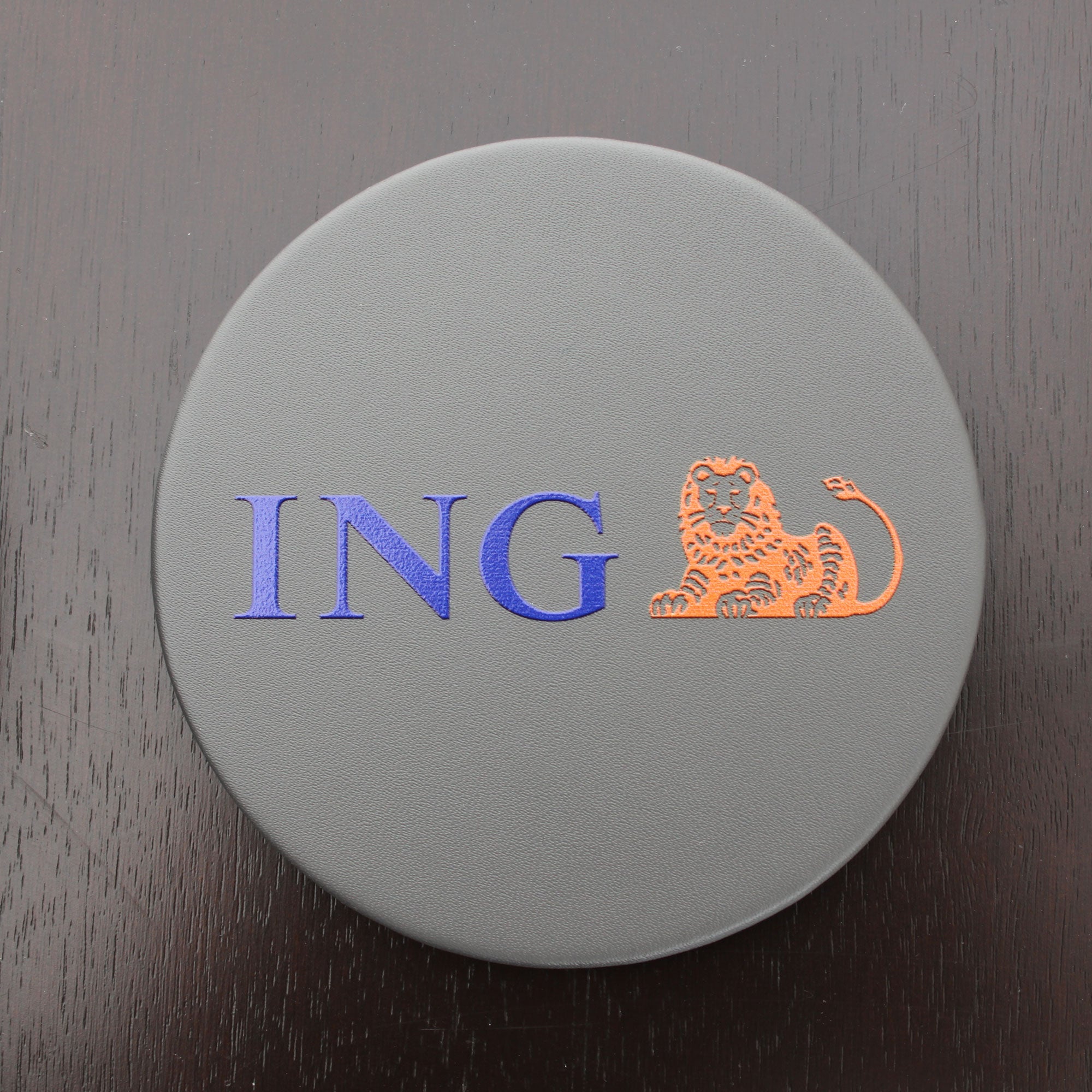 Gray Leatherette Round Coaster