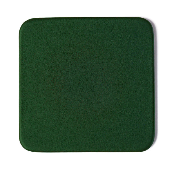 Dark Green Leather 4" Square Coaster