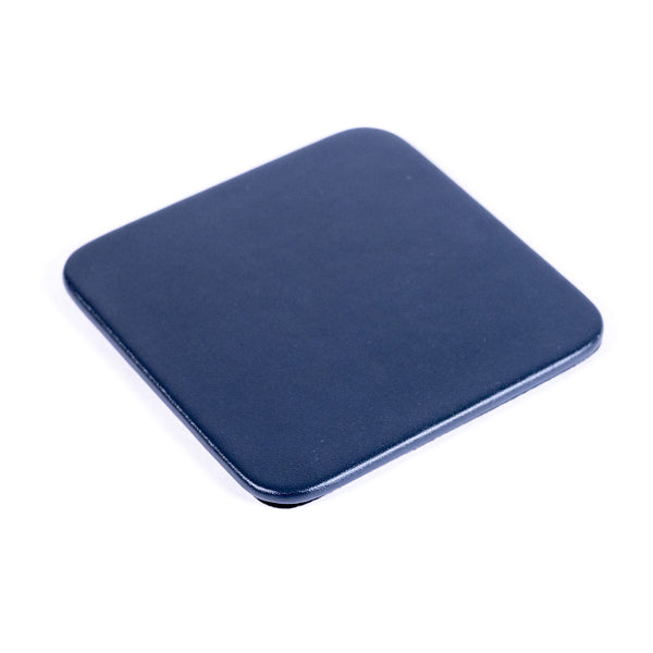 Navy Blue Leather Single Coaster, Square