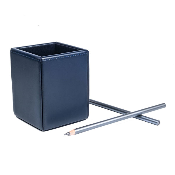 Navy Blue Bonded Leather Pencil Cup