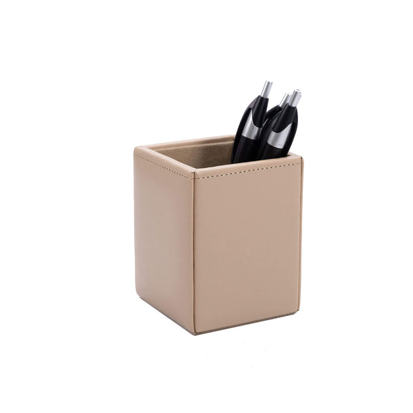 White Latte Bonded Leather Pencil Cup
