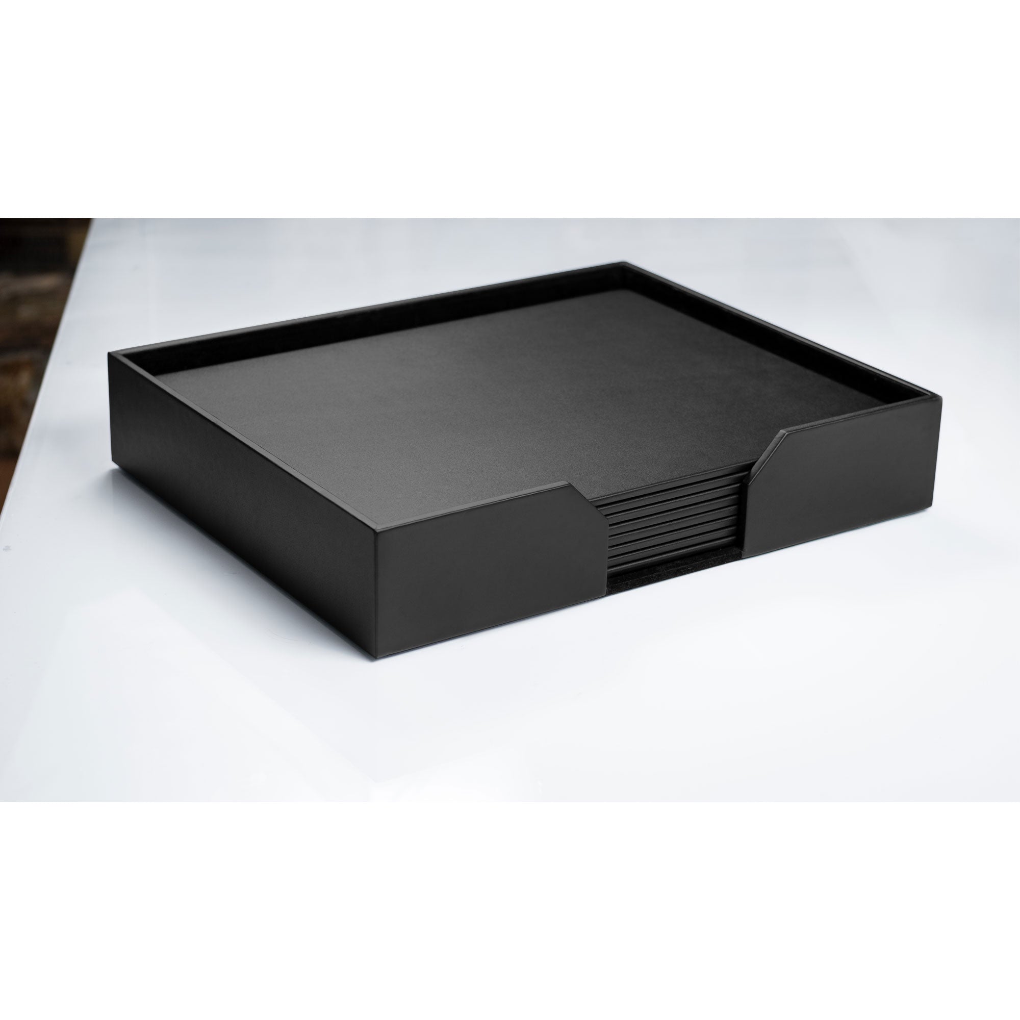 Classic Black Leather 9 Piece Conference Room Set, 20 x 16 Size Pads