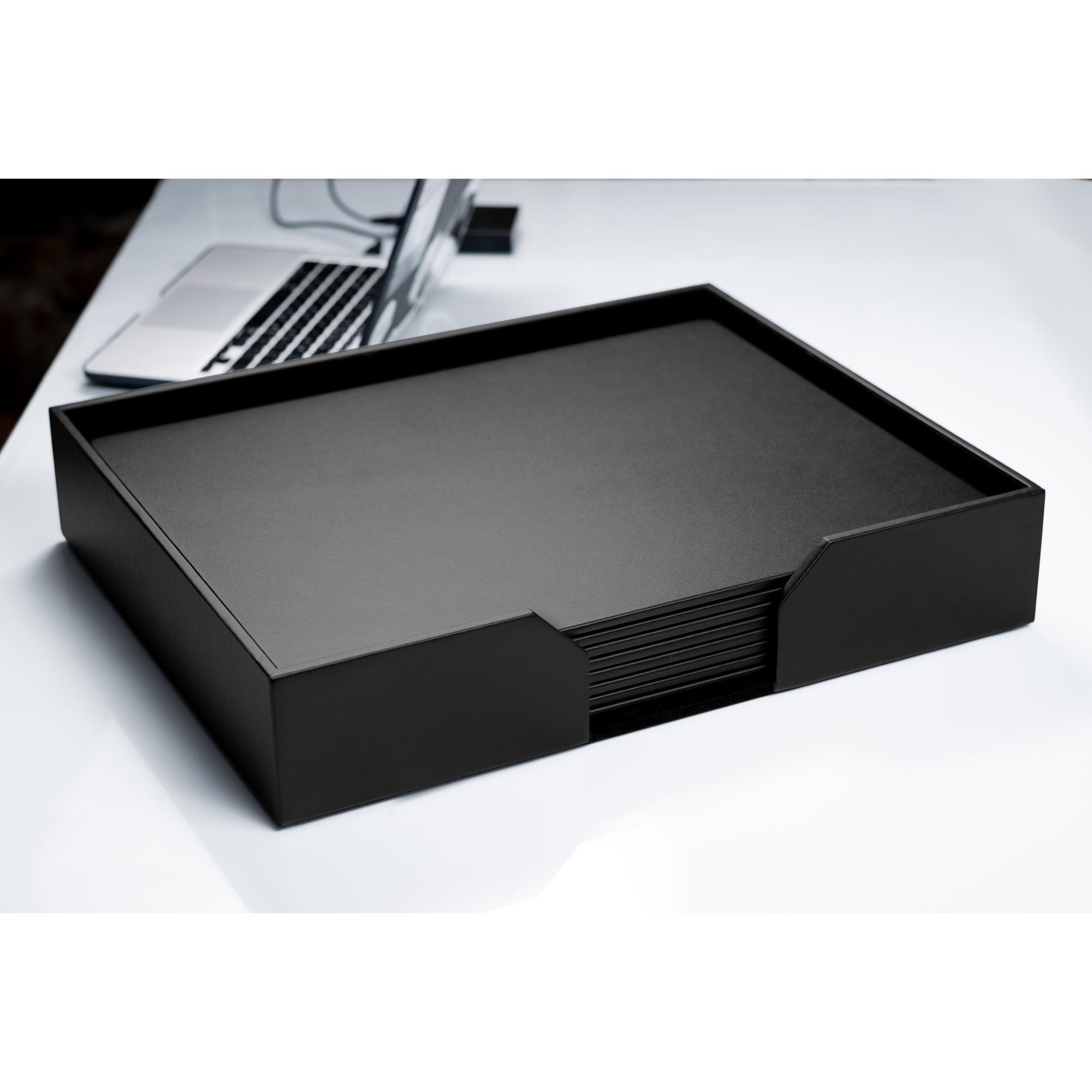 Classic Black Leather 9 Piece Conference Room Set, 20 x 16 Size Pads
