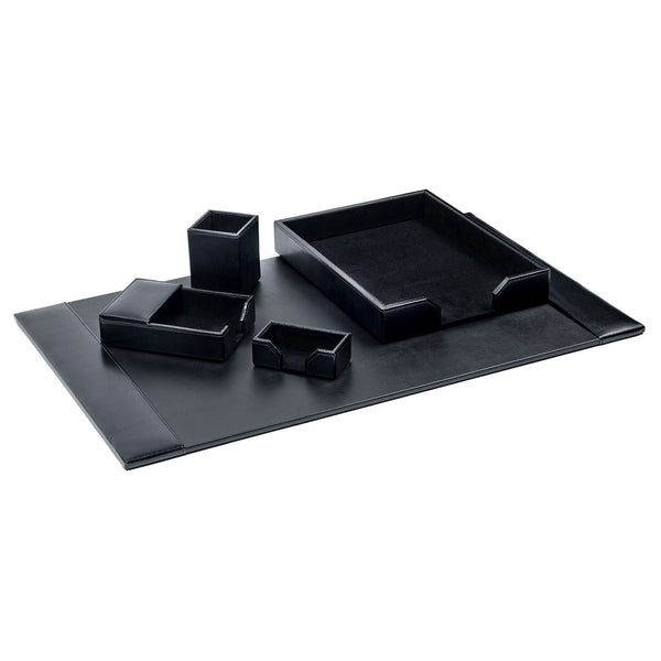 Black Bonded Leather 5-Piece Desk Set