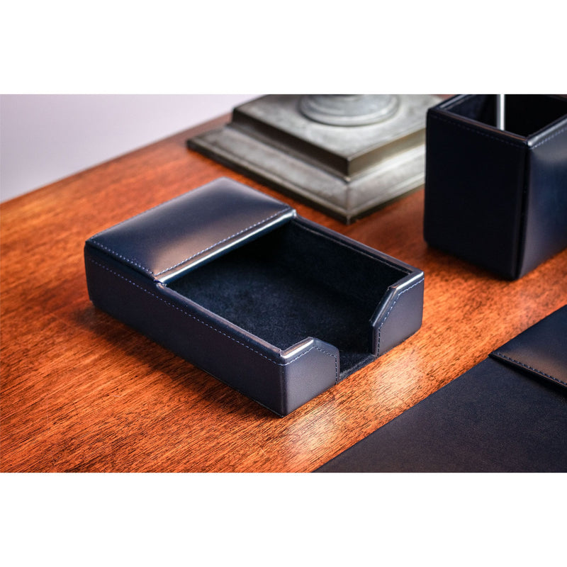 Navy Blue Bonded Leather 5-Piece Desk Set
