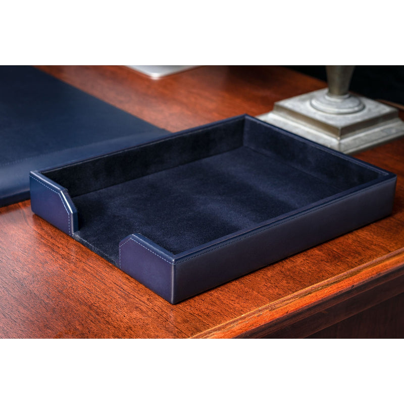 Navy Blue Bonded Leather 3-Piece Desk Set