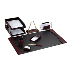 Burgundy Contemporary Leather 10-Piece Desk Set