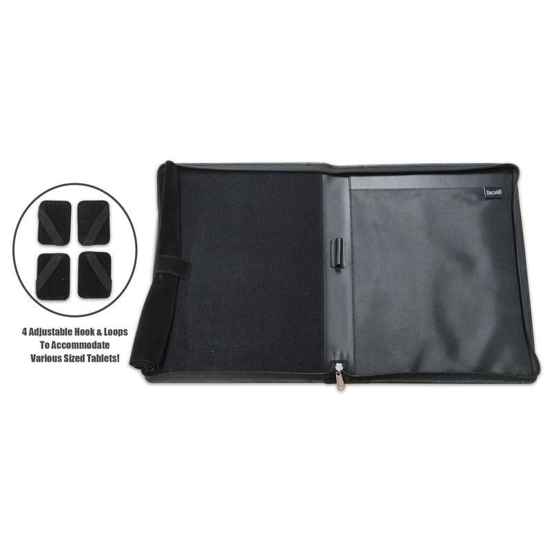 Classic Black Leather Enhanced Zip-Around Tablet Portfolio
