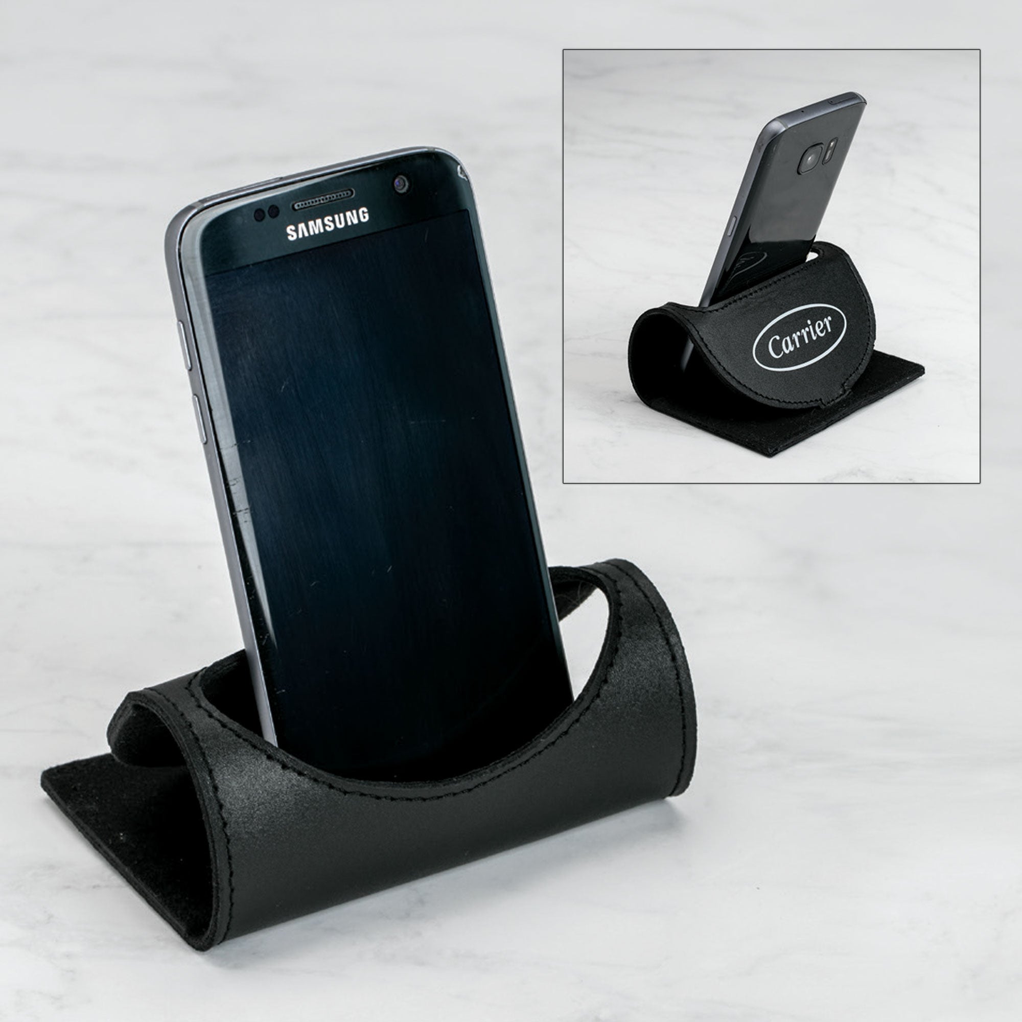 Classic Black Leather Foldable Cell Phone Holder