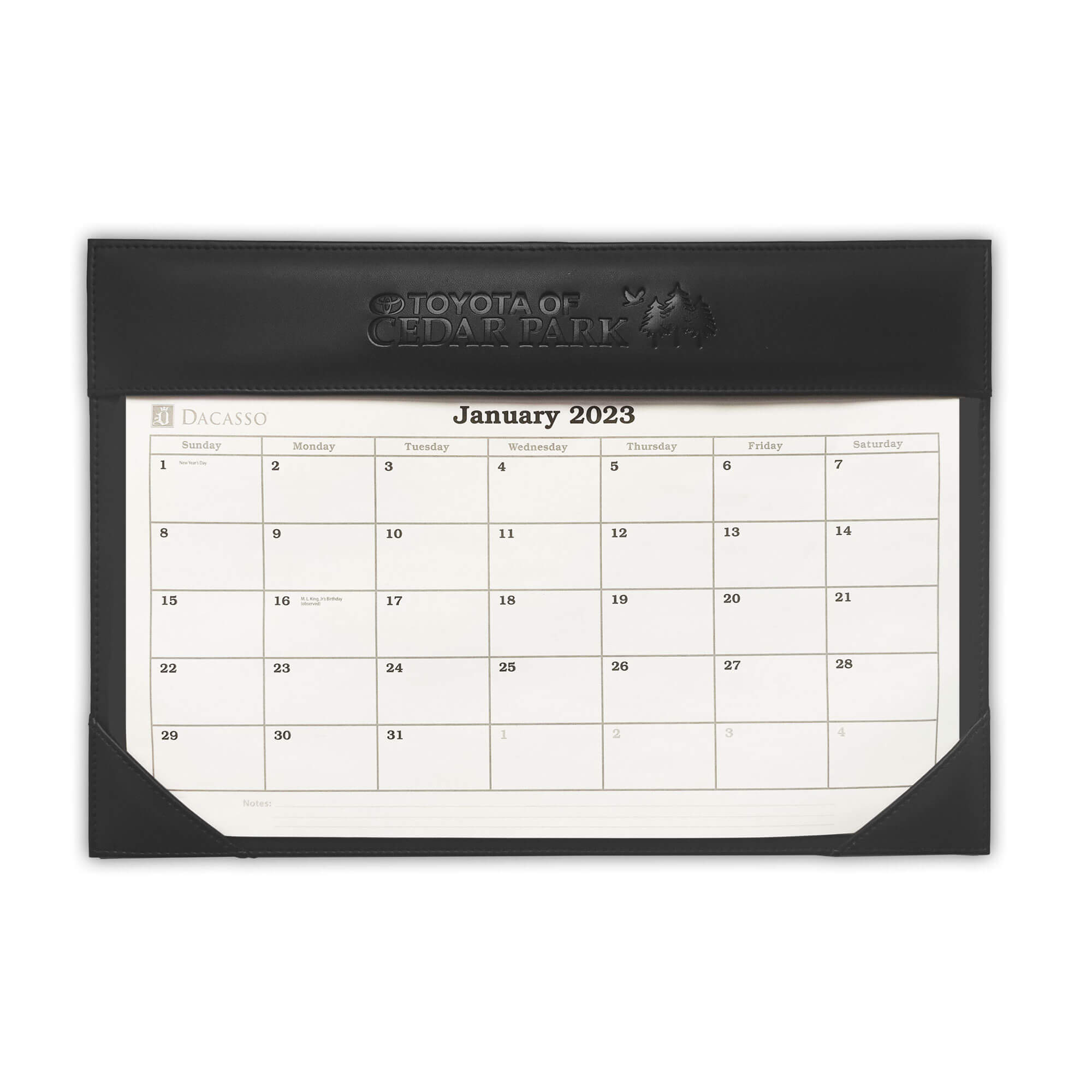 Black Leather Wall Calendar Holder