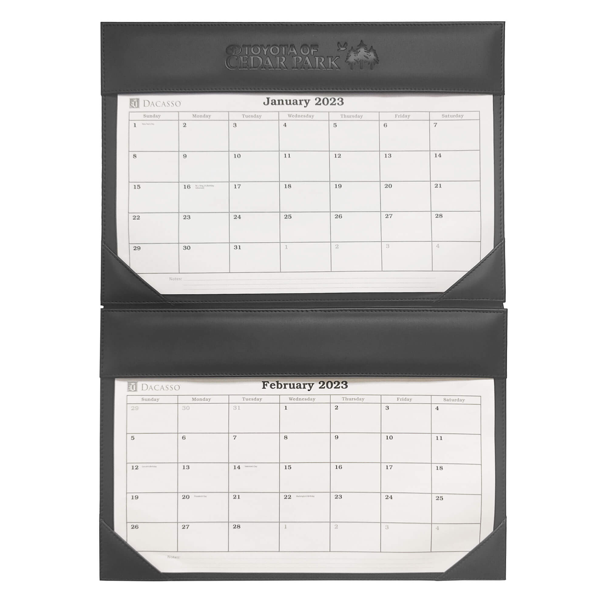 Black Leather Wall Calendar Holder