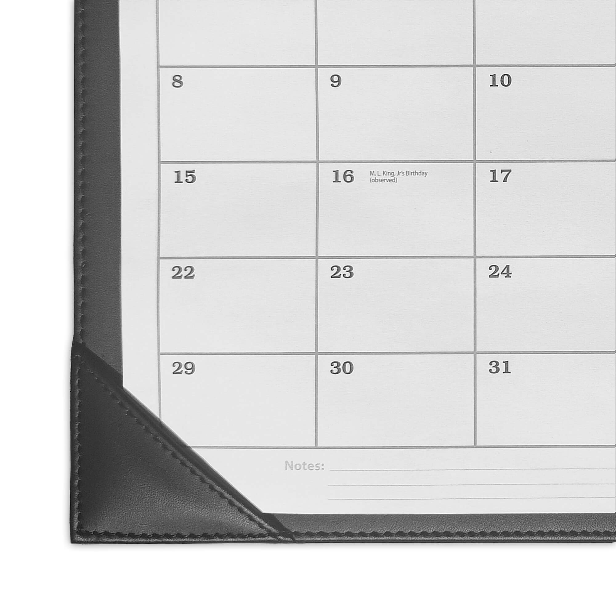 Black Leather Wall Calendar Holder