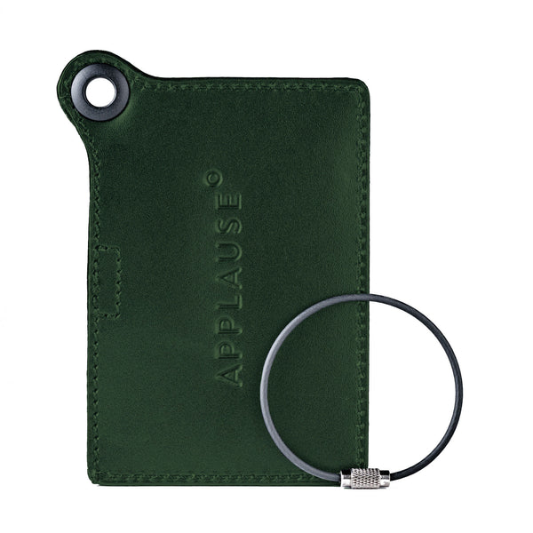 Travelers Envy Leather Luggage Tag with Metal Cable - Dark Green