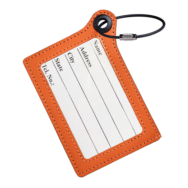 Travelers Envy Leather Luggage Tag with Metal Cable - Orange