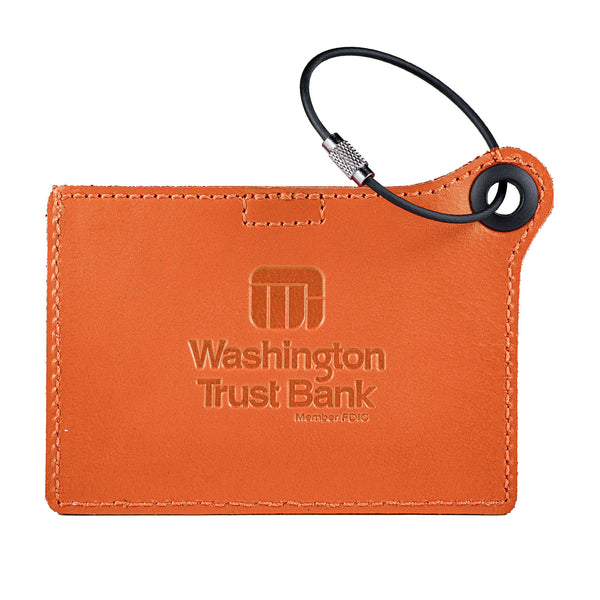 Travelers Envy Leather Luggage Tag with Metal Cable - Orange