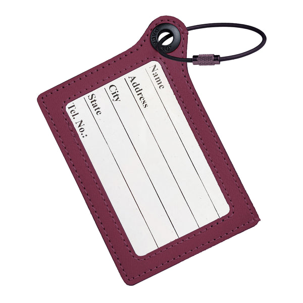 Travelers Envy Leather Luggage Tag with Metal Cable - Burgundy