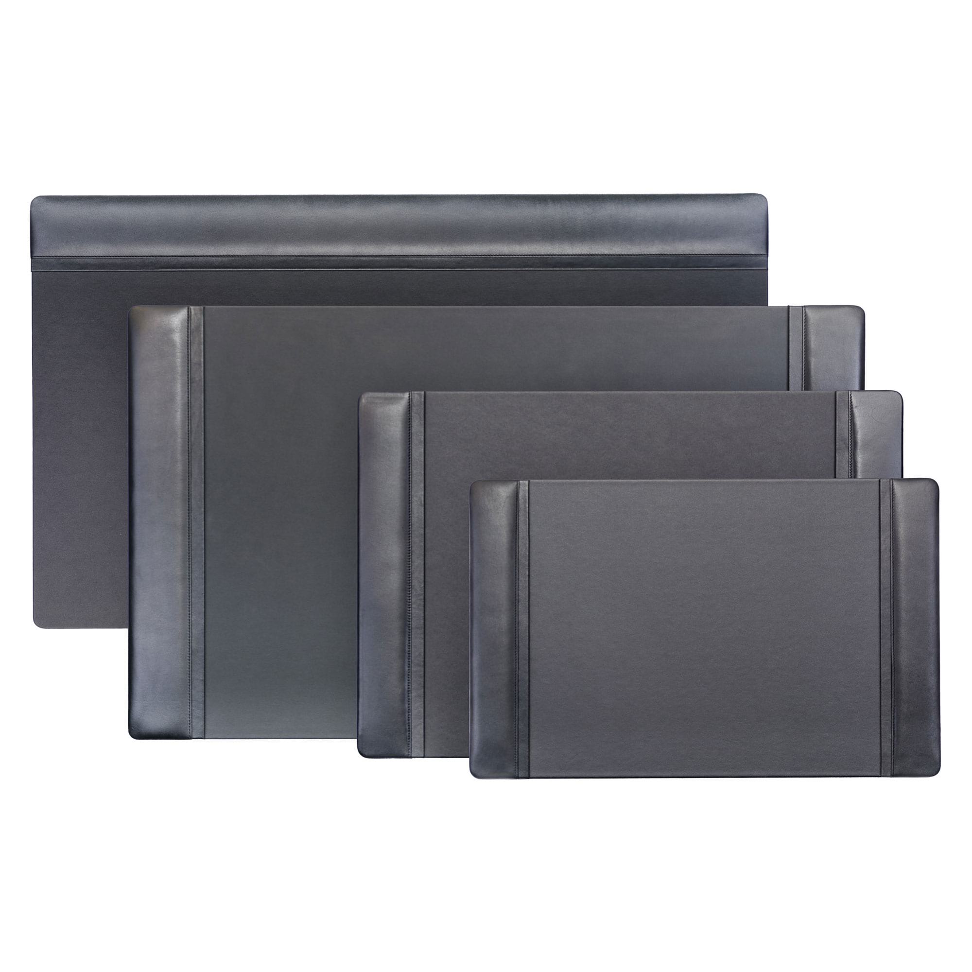 Black Leather 34" x 20" Side-Rail Desk Pad