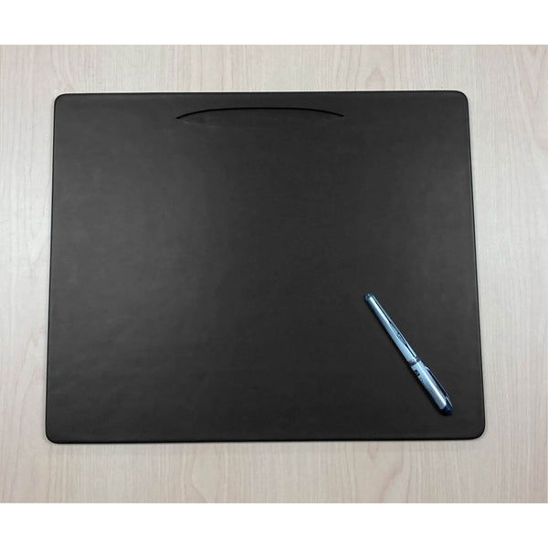 Classic Black Leather Conference Table Pad with Pen Well, 17 x 14