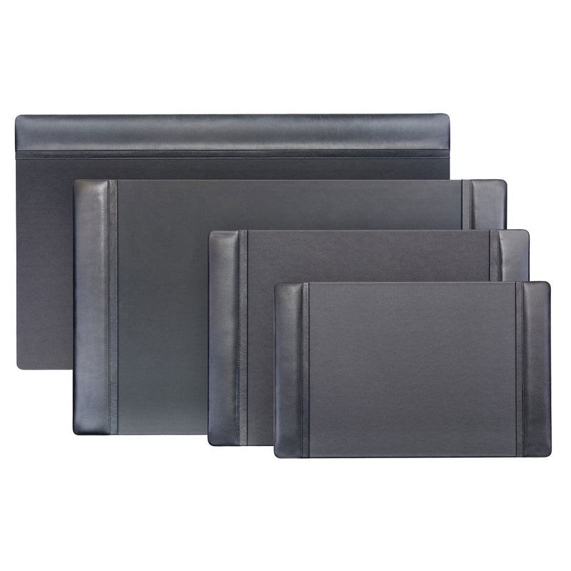 Classic Black Leather 34" X 20" Top-Rail Desk Pad