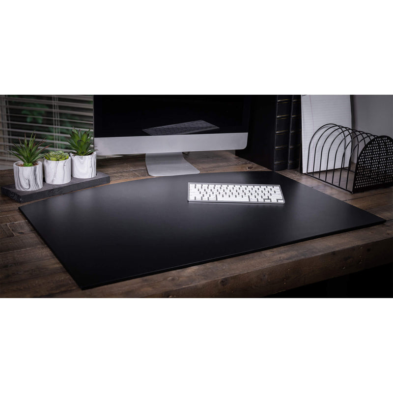 Classic Black Leather 34" x 24" Arched Desk Mat without Side-Rails