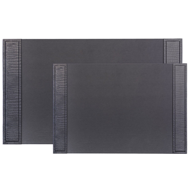 Black Crocodile Embossed Leather 34" x 20" Side-Rail Desk Pad