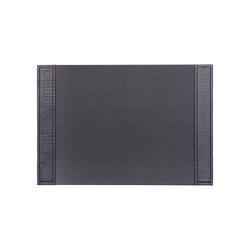 Black Crocodile Embossed Leather 25.5" x 17.25" Side-Rail Desk Pad