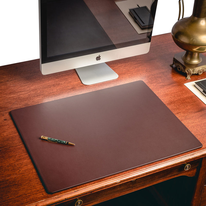 Chocolate Brown Leather 24" x 19" Desk Mat without Rails