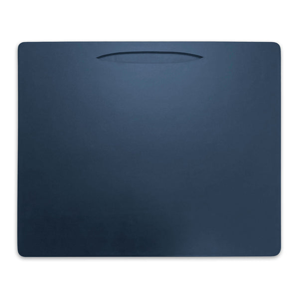 Navy Blue Leather Conference Table Pad with Pen Well, 17 x 14