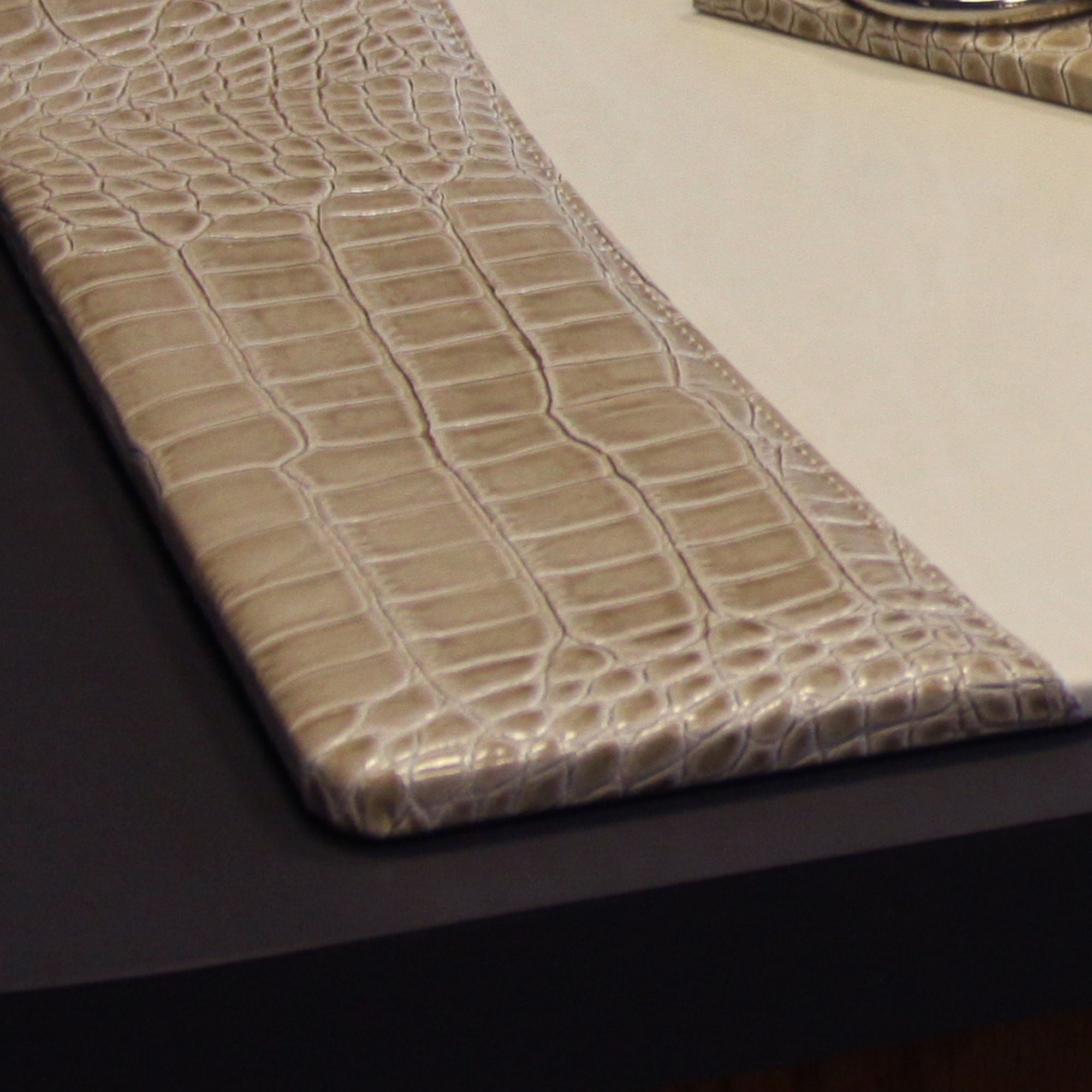 Protacini Breeze Beige Italian Crocodile Leather 34 x 20 Desk Pad
