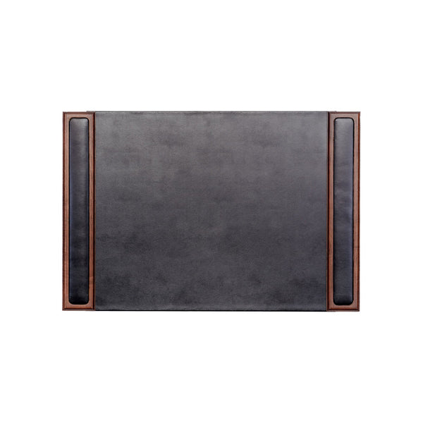 Walnut & Leather 25.5" x 17.25" Side-Rail Desk Pad