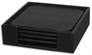 NEW PRODUCT RELEASE: Black Leatherette Square Coaster Set