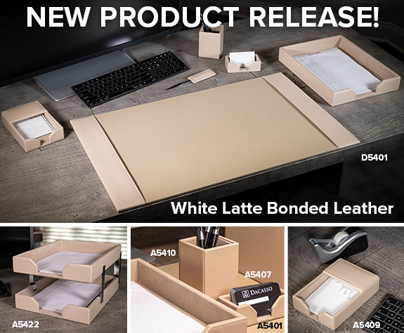 NEW PRODUCT RELEASE: White Latte Bonded Leather Accessories