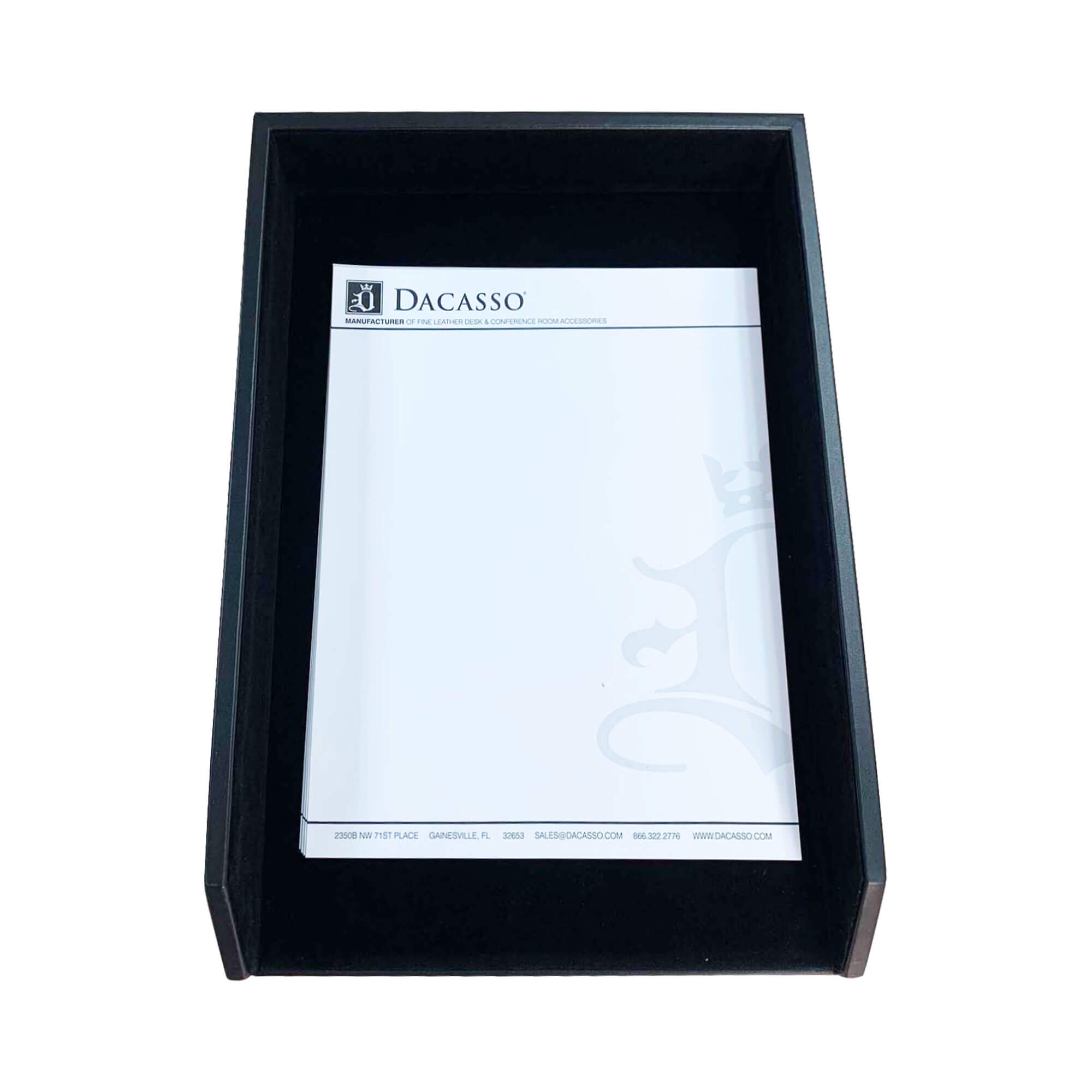 Classic Black Leather Letter Tray, Legal Size