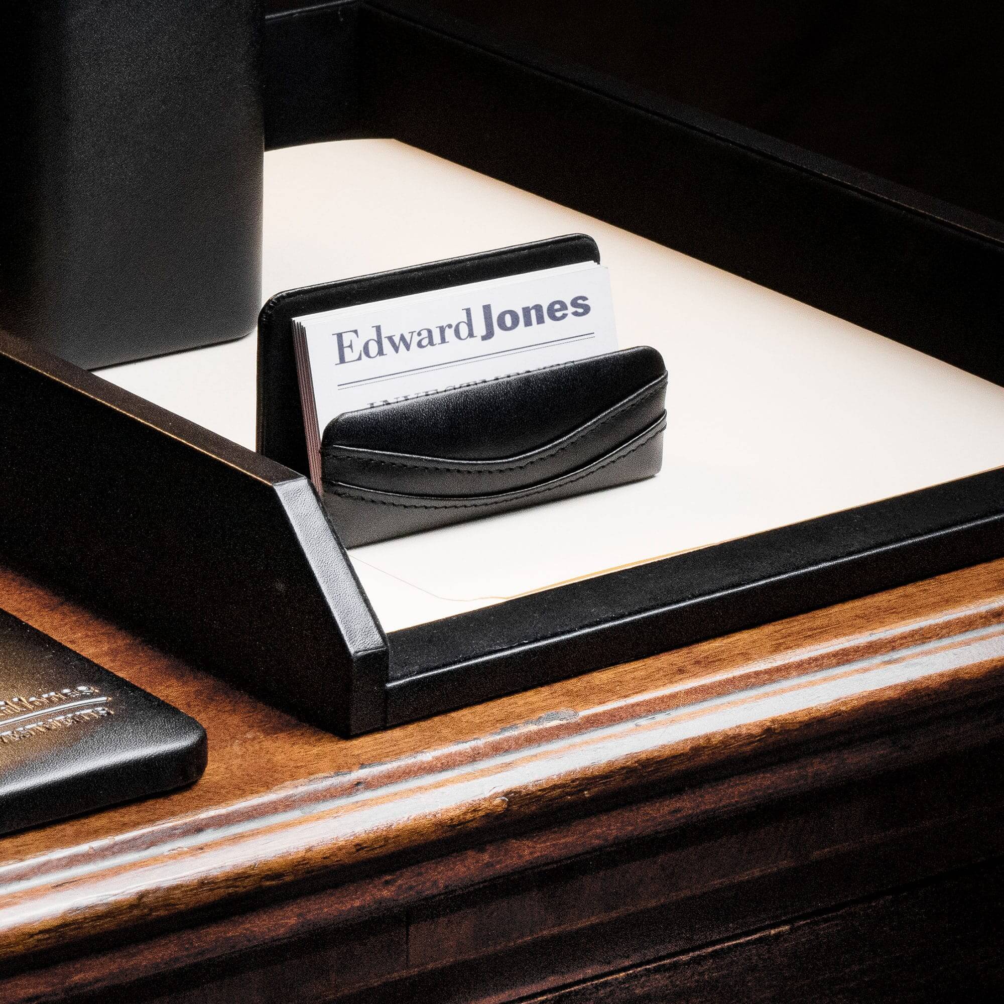 Classic Black Leather Business Card Holder