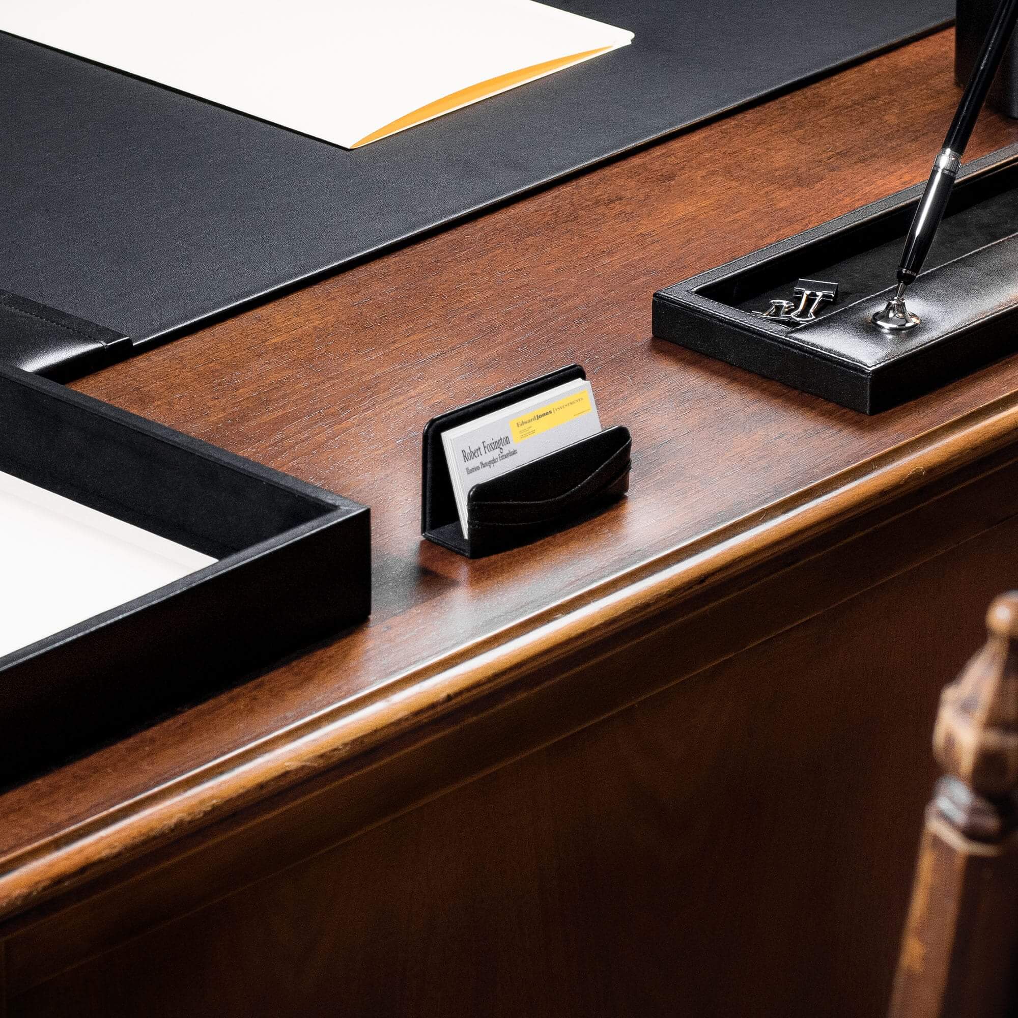 Classic Black Leather Business Card Holder