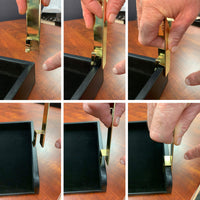 Classic Black Leather Letter Trays, Legal, Stacking Set, Gold