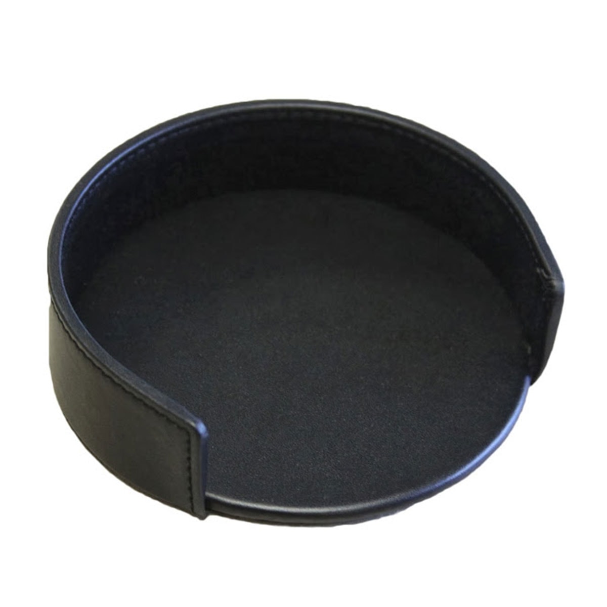 Black Leather 4pc Coaster Holder