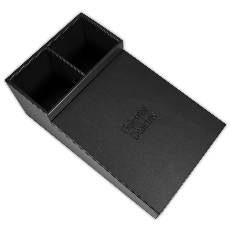 Classic Black Leather Coffee Condiment Organizer