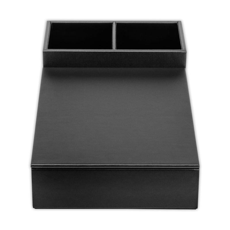 Classic Black Leather Coffee Condiment Organizer