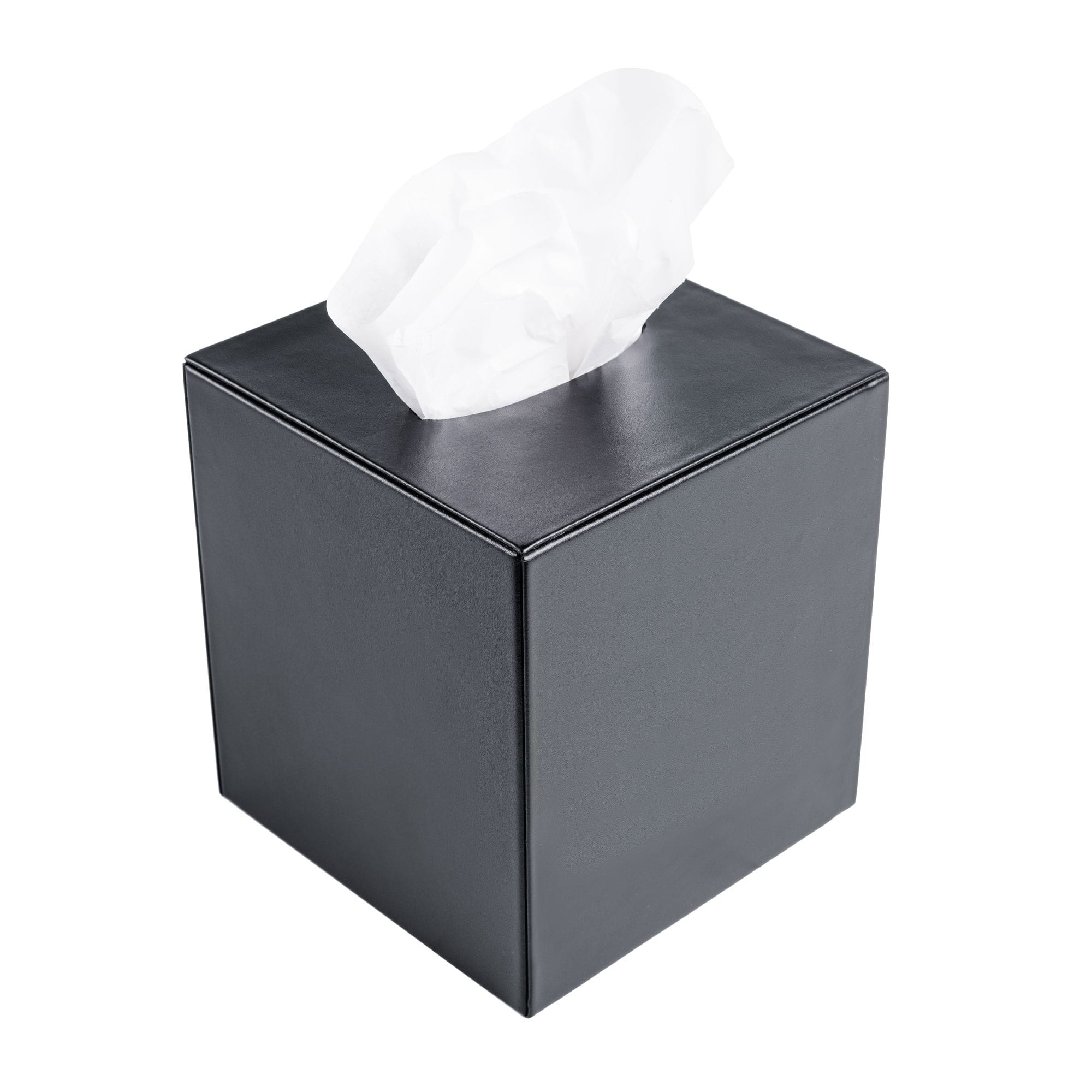 Black Leather Tissue Box Cover