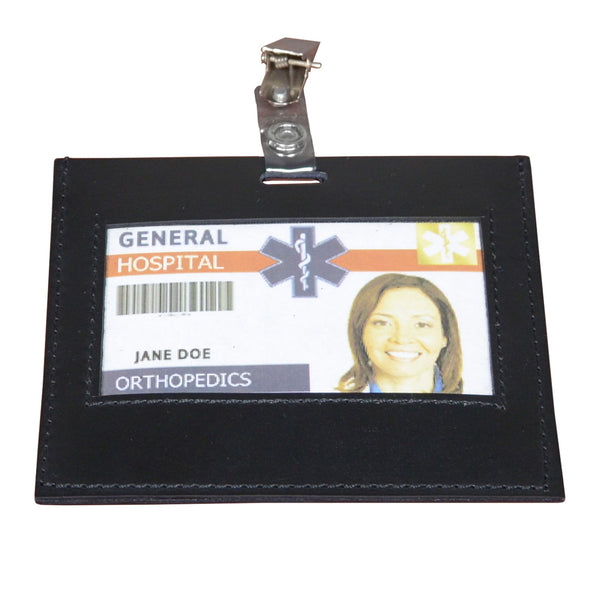 Black Leather ID Badge Holder