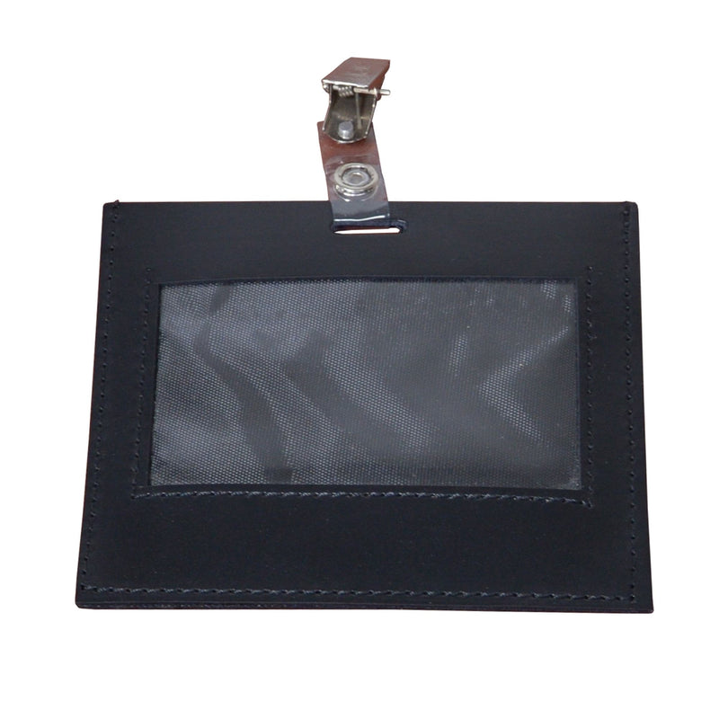 Black Leather ID Badge Holder