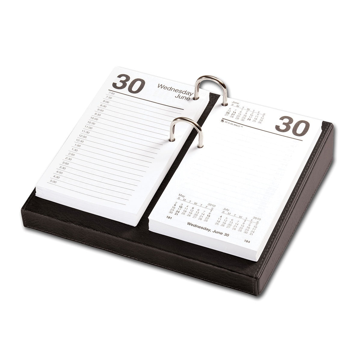 Black Leather 3.5" x 6" Calendar Holder with Silver Accents
