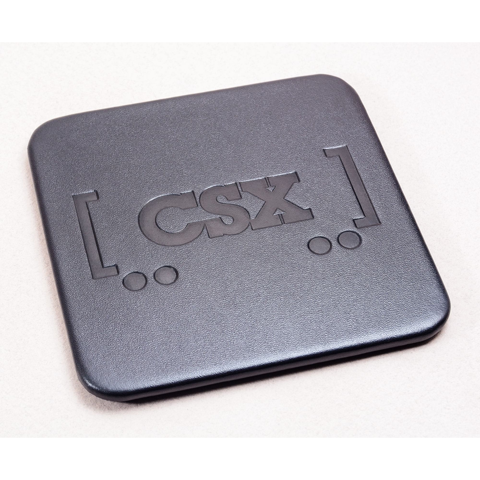 Black Leather 10 Square Coaster Set w/ Holder