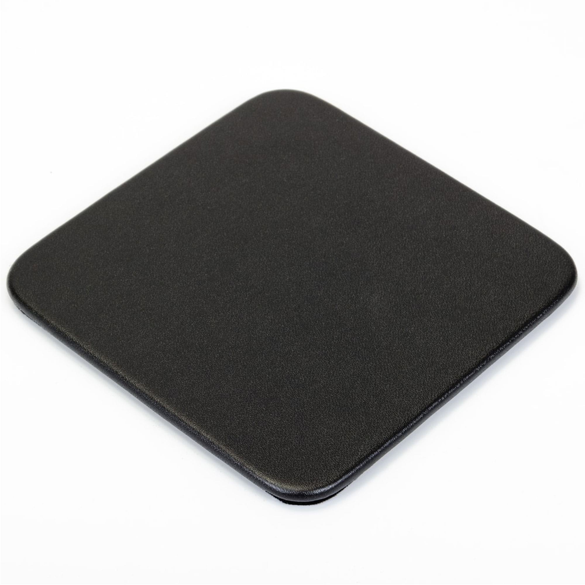 Black Leather 10 Square Coaster Set w/ Holder