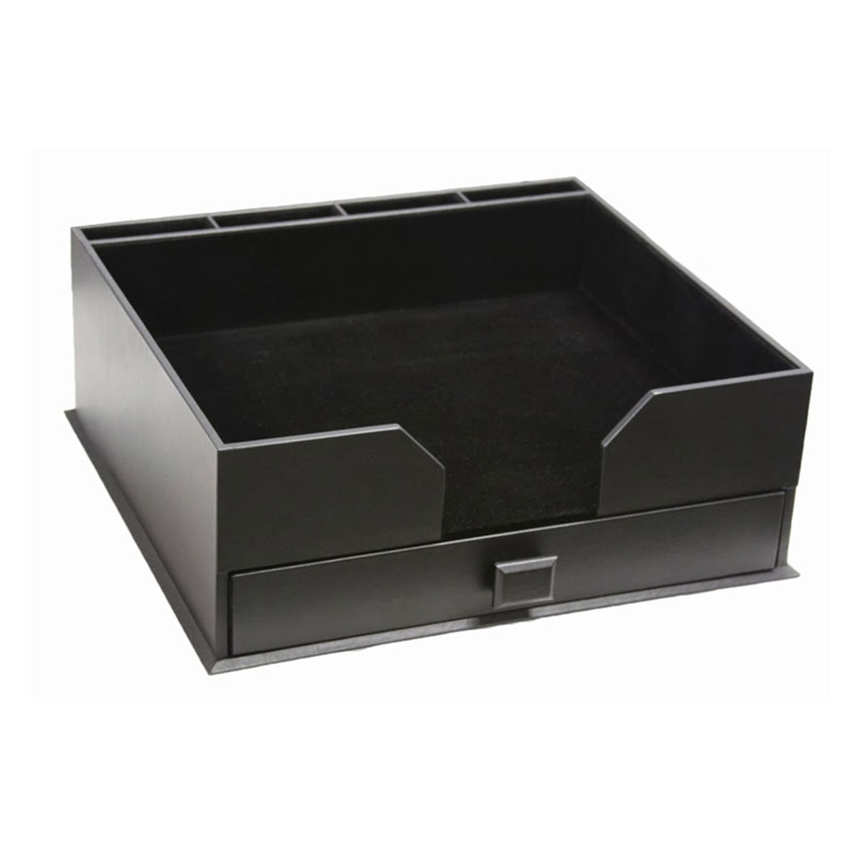Black Leather Deluxe 17" x 14" Conference Pad & Coaster Holder