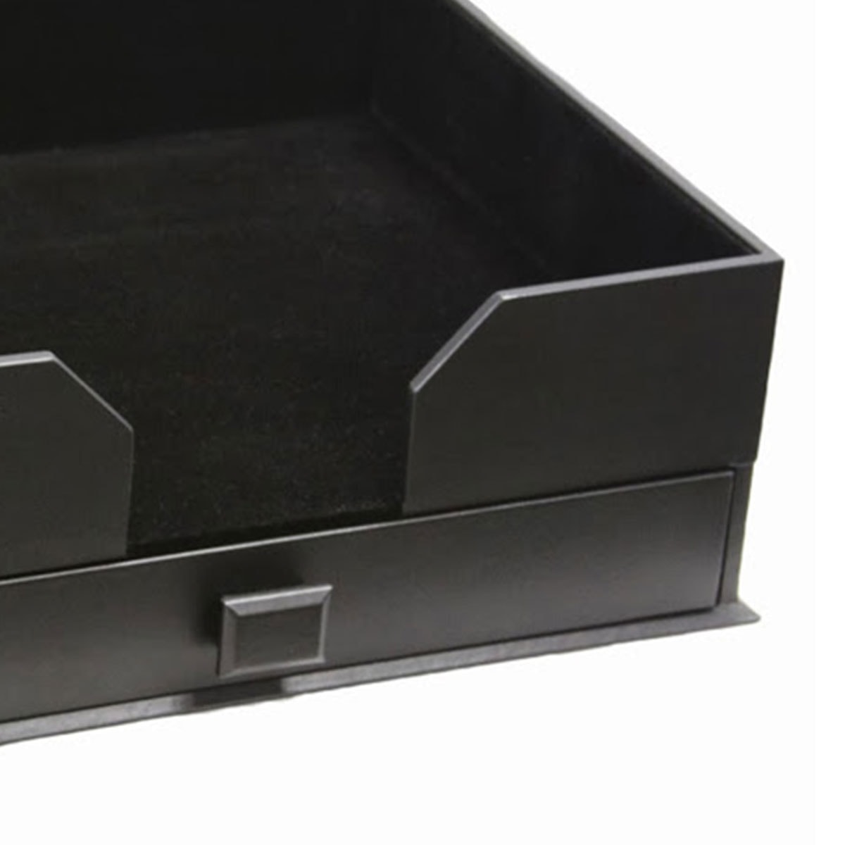 Black Leather Deluxe 17" x 14" Conference Pad & Coaster Holder