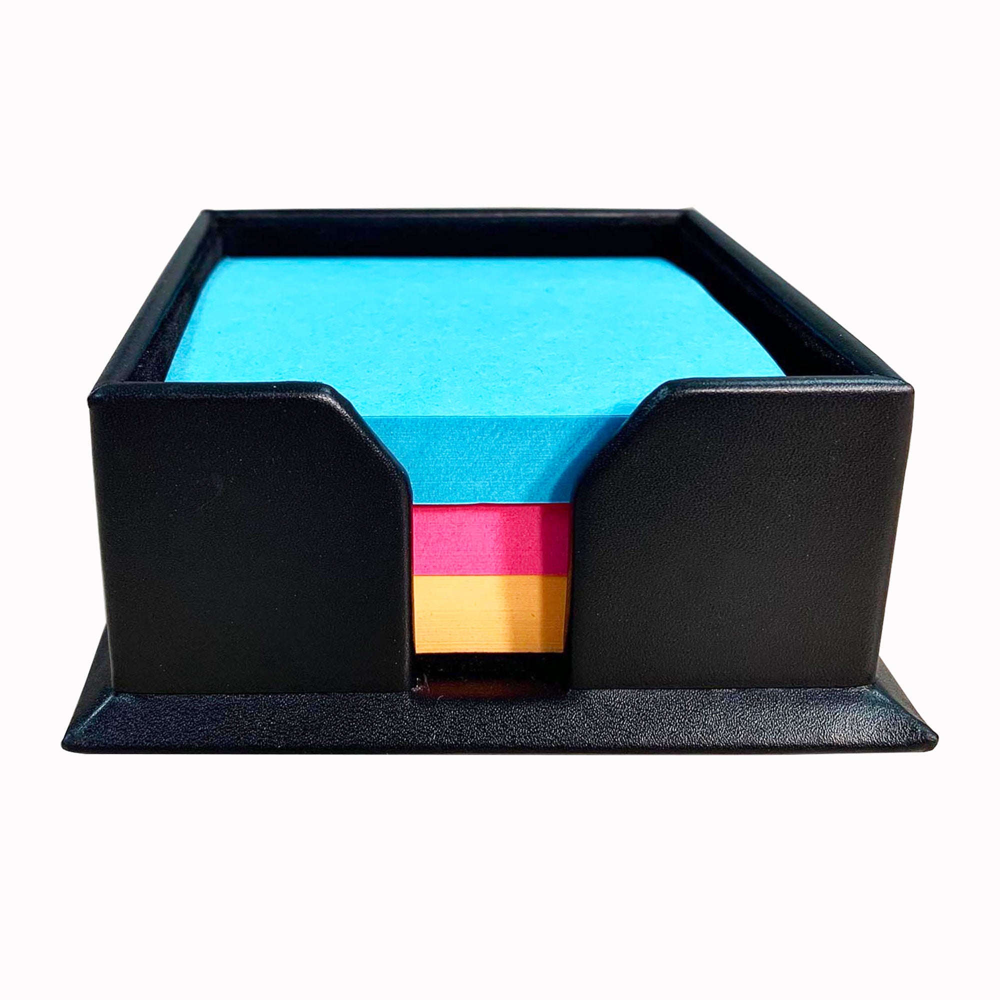 Classic Black Leather 3" x 3" Note Holder